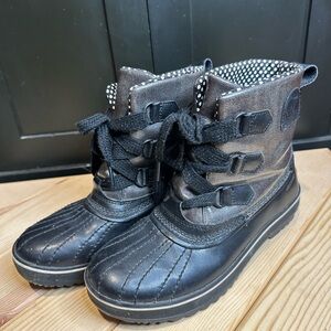 Sorel Tivoli Rain Duck Boot Brown Black Polka Dot Waterproof Snow Bootie